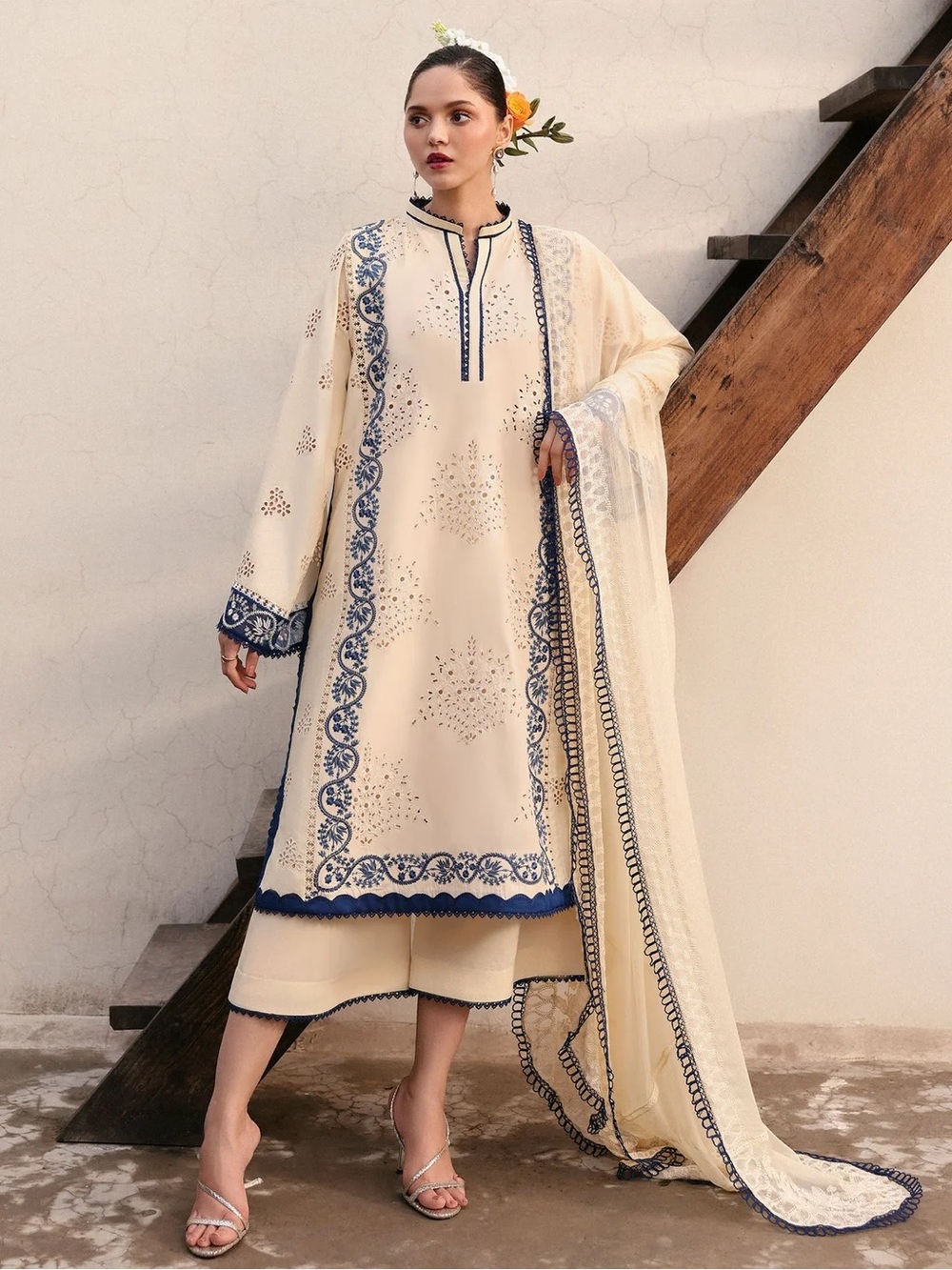 HUSSAIN REHAR PAKISTANI DESIGNER EMBROIDERED DRESS INDIAN 3 PIECE